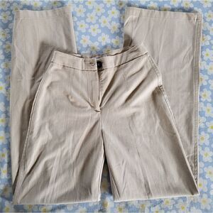 BERSHKA size 2 Beige Wide-Leg Dress Pants with Light Vertical Stripes
